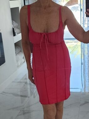 gaze Hot Pink Tank Dress with Front Tie